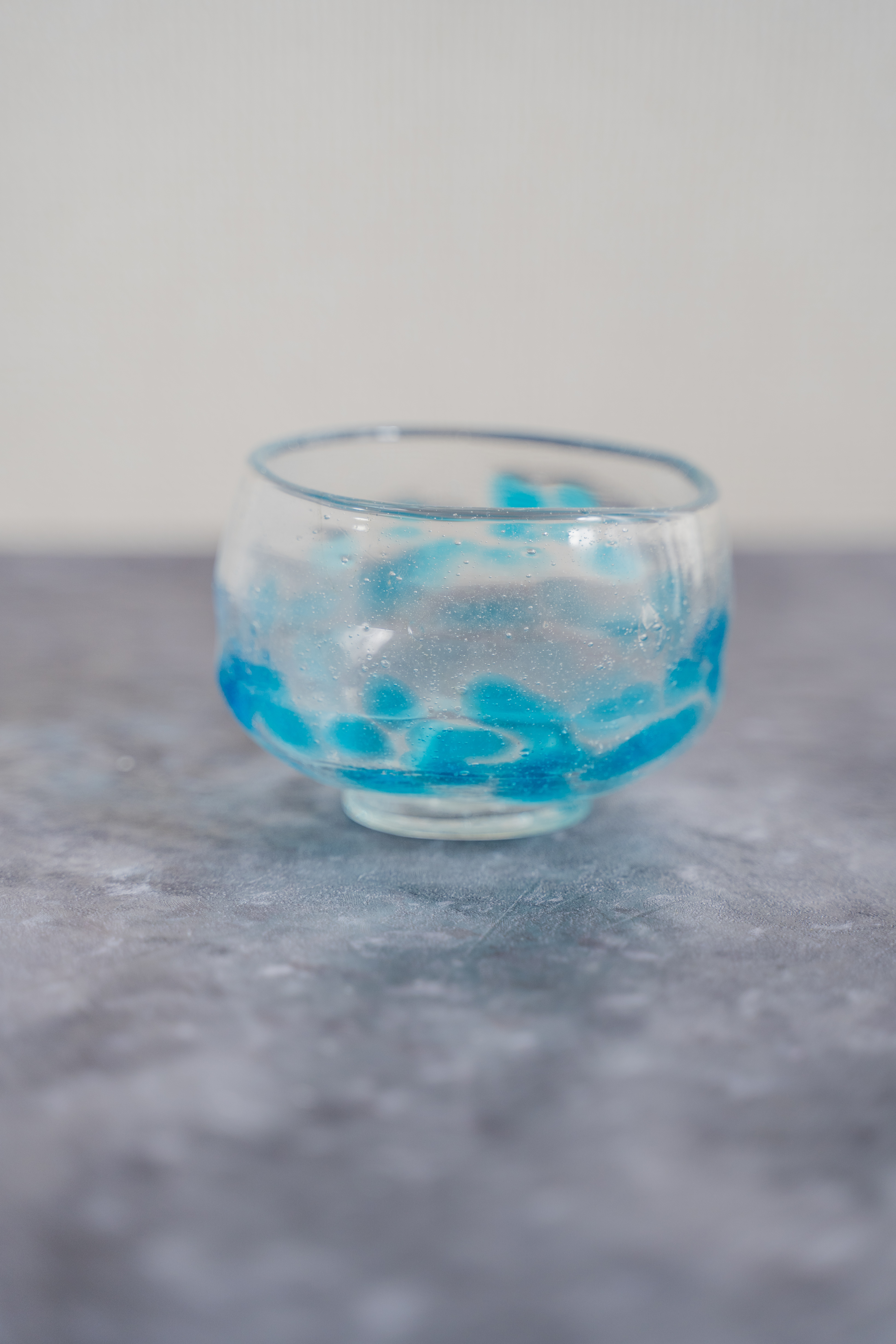 Light blue glass matcha bowl